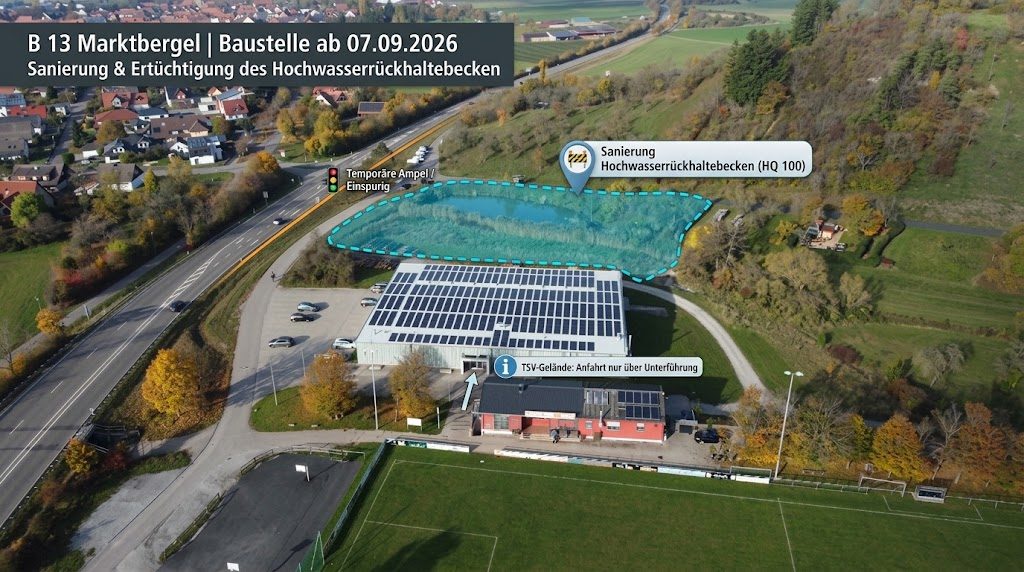 Bundesstraße 13: 🚧Sanierungsarbeiten am Hochwasserrückhaltebecken